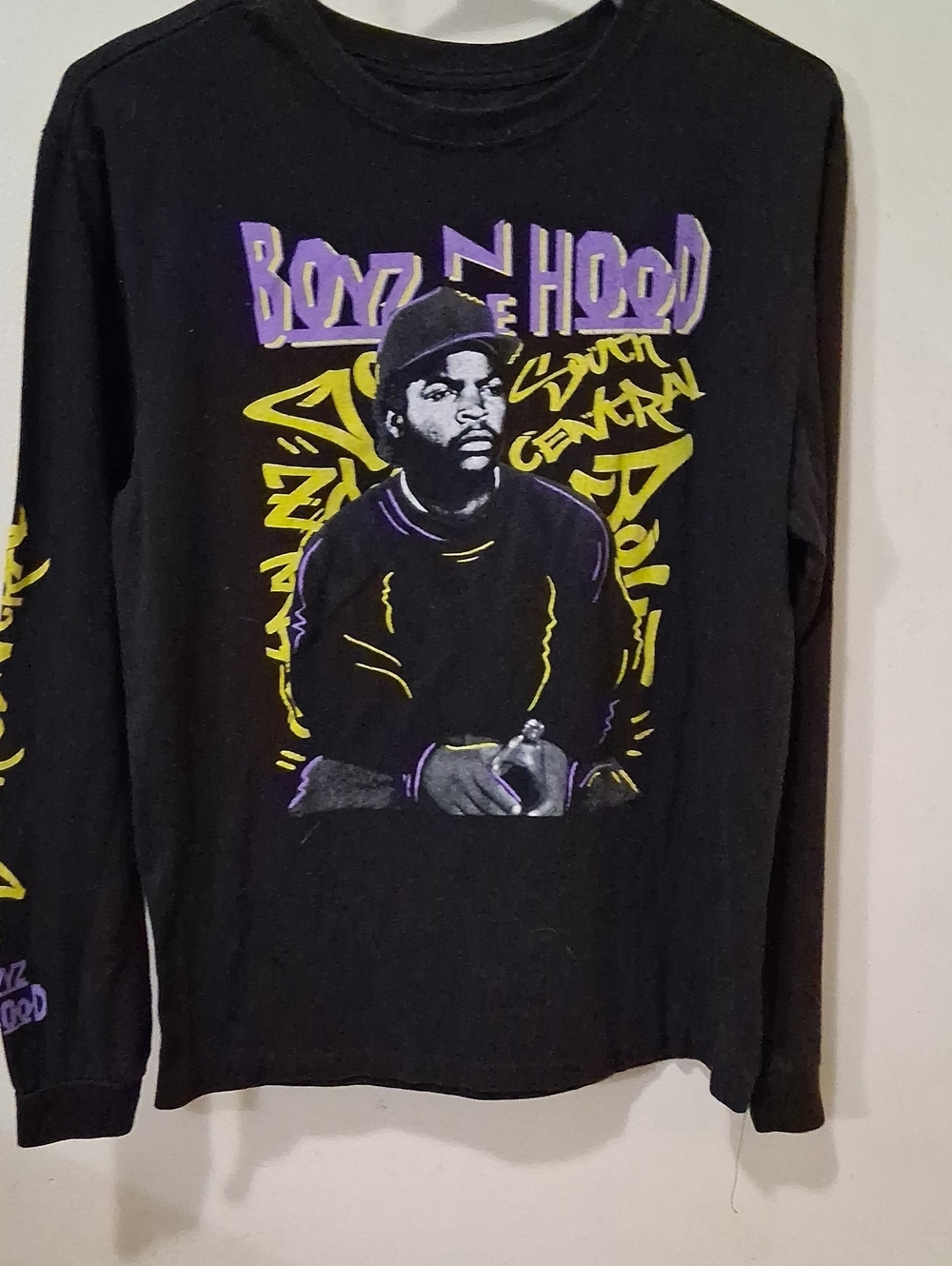Fifth Sun Black Long Sleeve Tee with Purple & Yellow Graphic